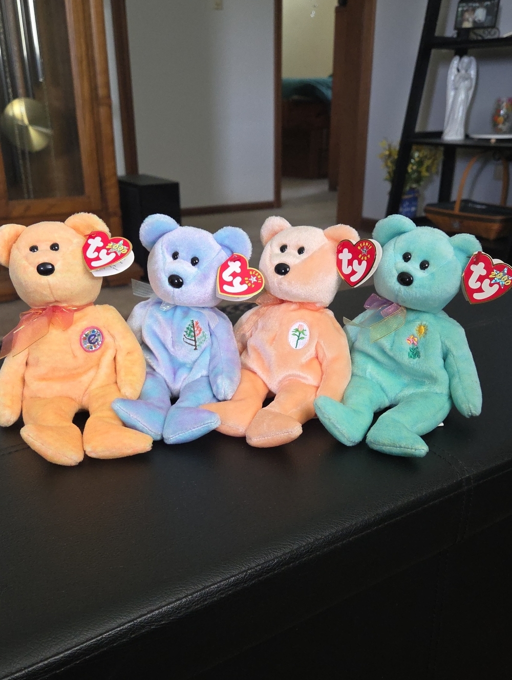 Ty Pastel Bear Set - Orange - Sunny, Blue - Issy, Peach - Dearest, Green - Ariel